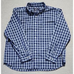 Nautica A Bit Trimmer Button Down Shirt Men’s 3XL‎ Blue Plaid Long Sleeve